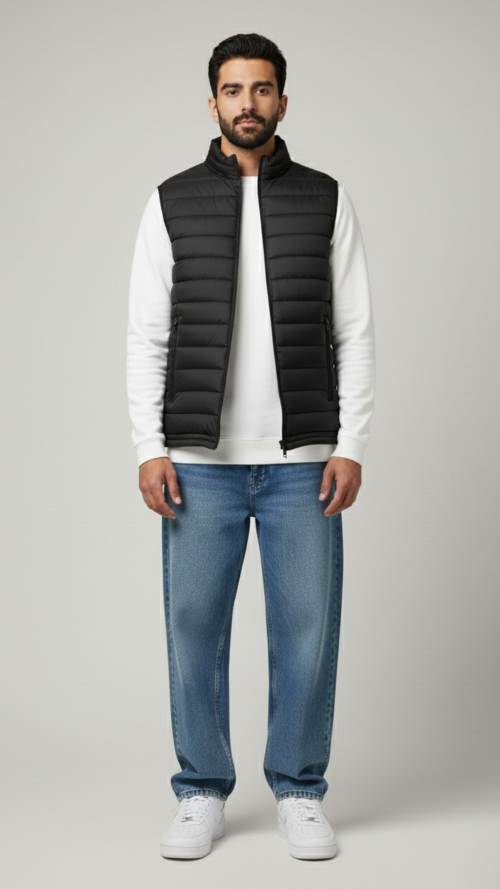 Stand Collar Puffer Gillet | Black