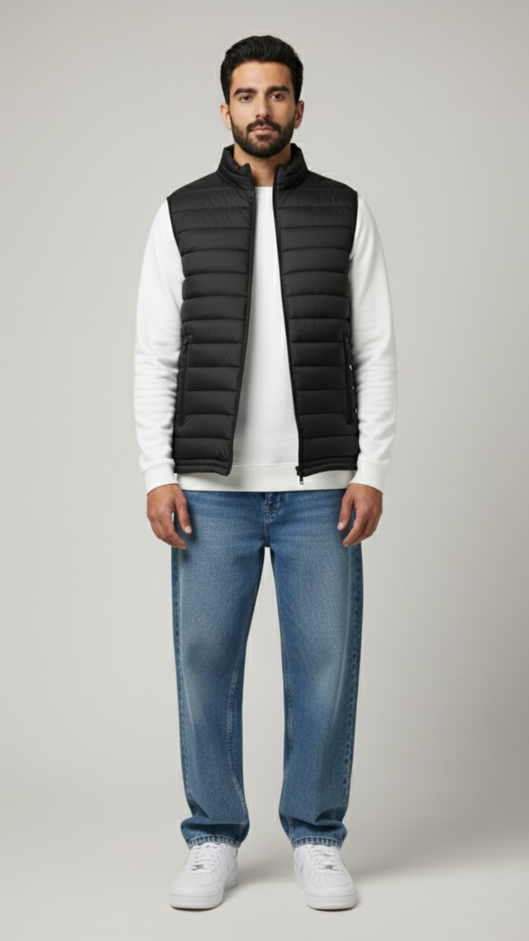Stand Collar Puffer Gillet | Black
