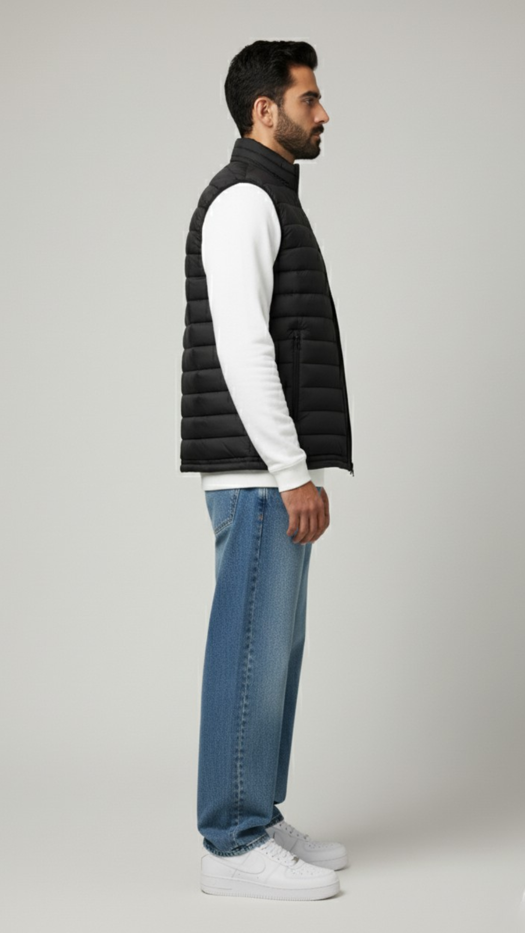 Stand Collar Puffer Gillet | Black