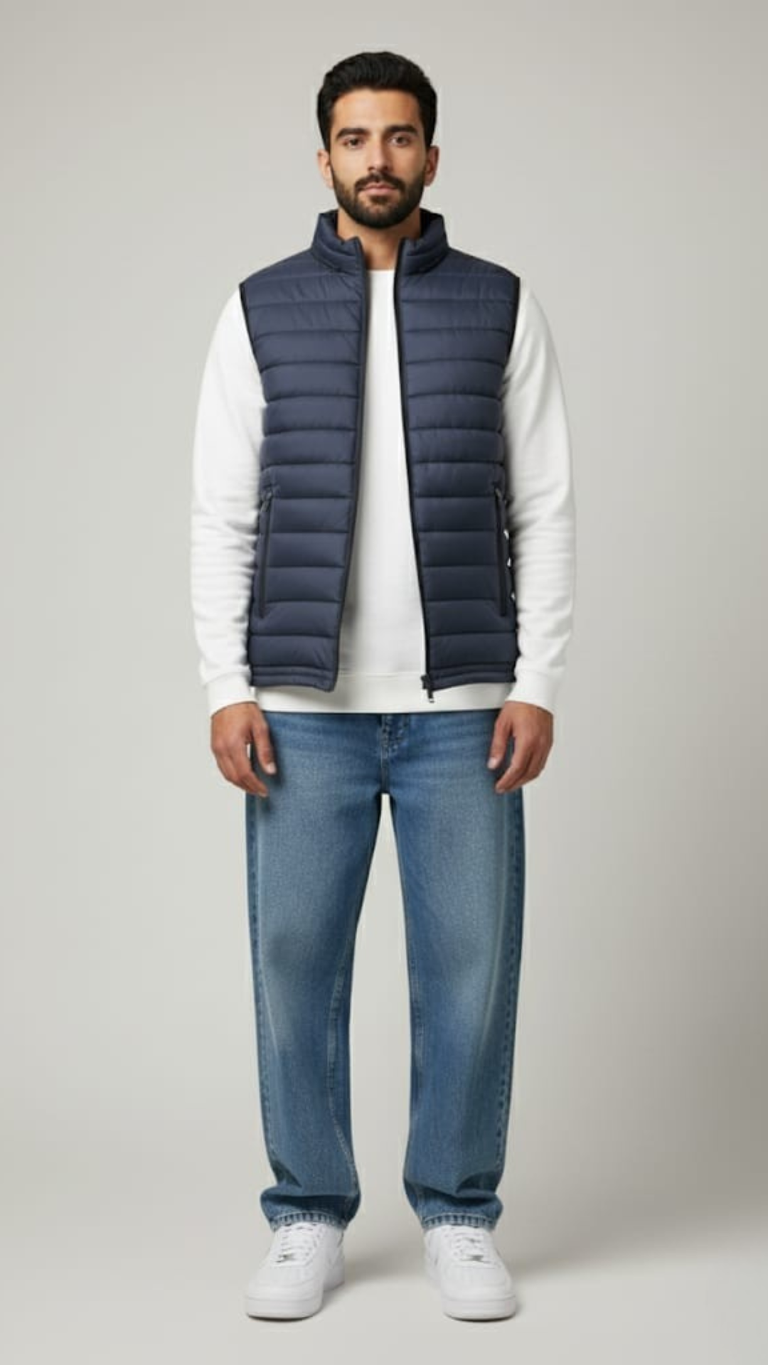 Stand Collar Puffer Gillet | Blue