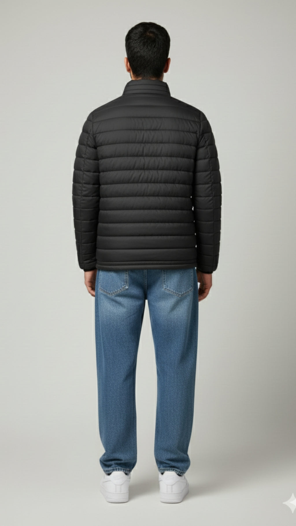Stand Collar Puffer Jacket | Black