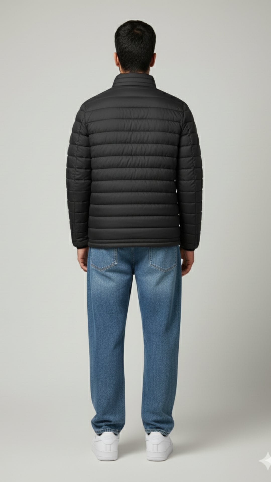 Stand Collar Puffer Jacket | Black