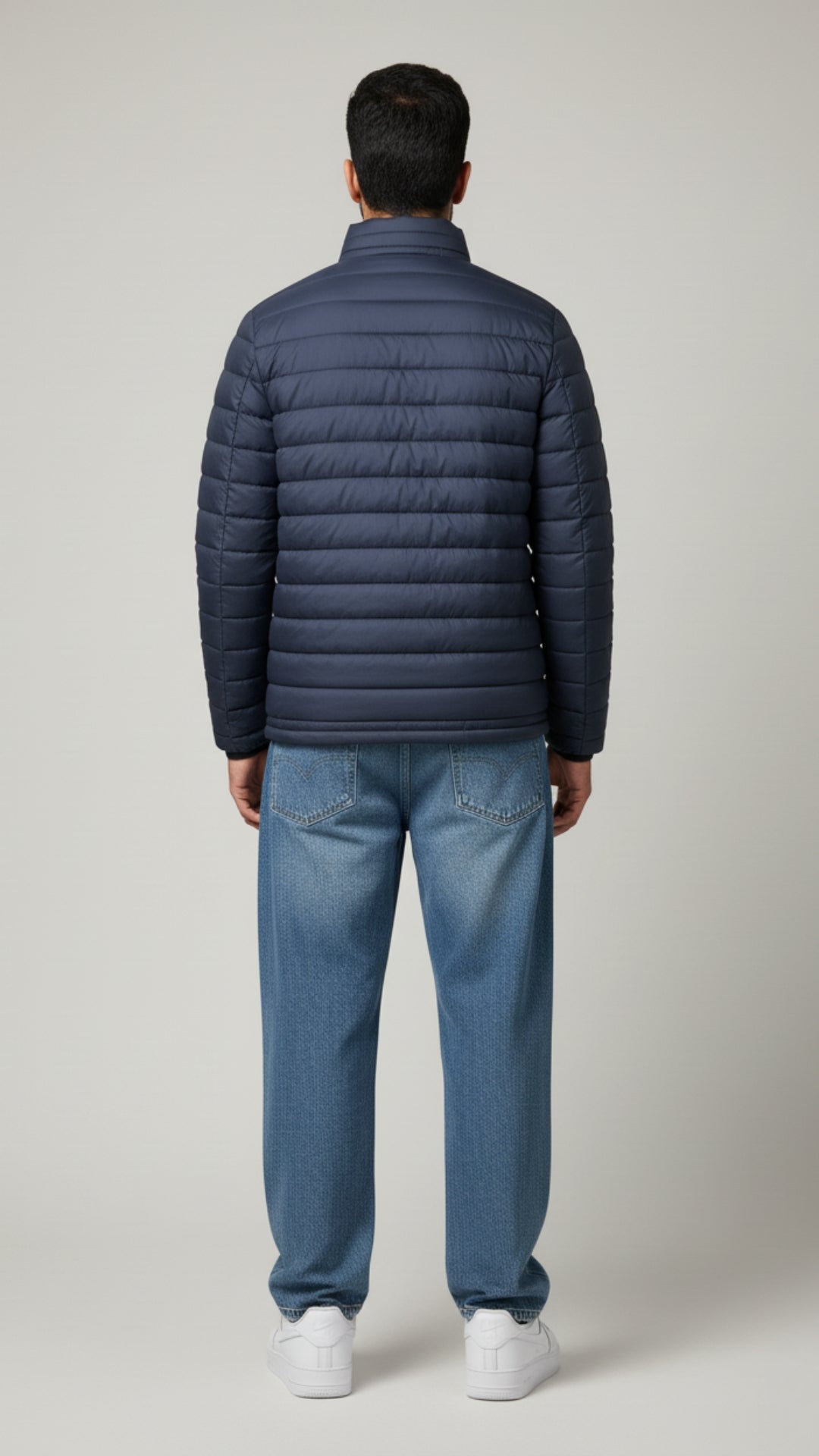 Stand Collar Puffer Jacket | Blue