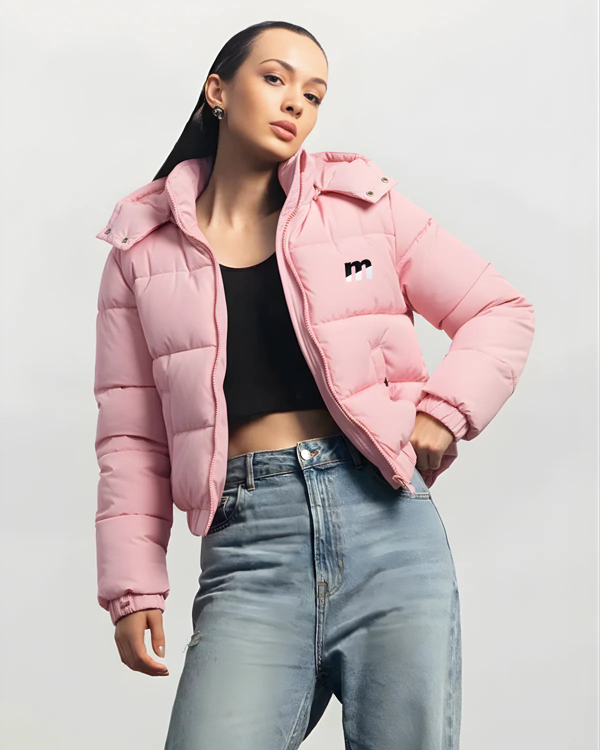 PinkPulse Puff – Detachable Hooded Jacket